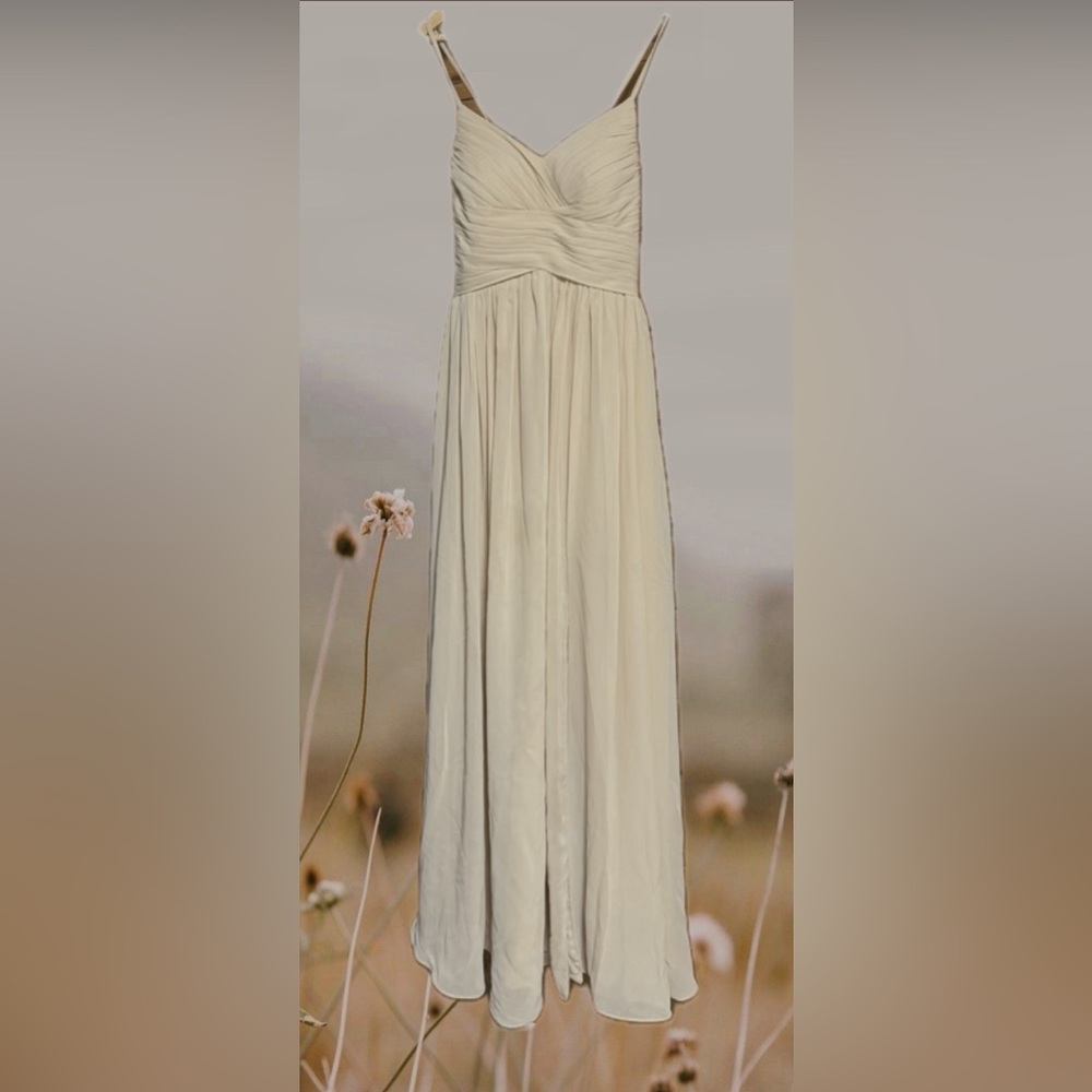 JJs House Cream Spaghetti Strap Gown
